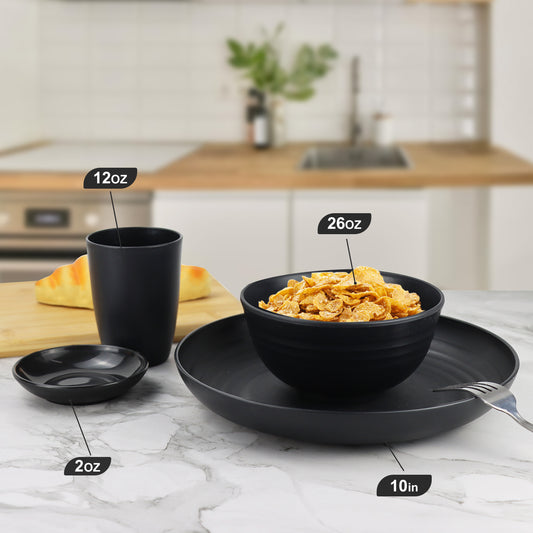 Wheat straw plates and bowls sets of 16