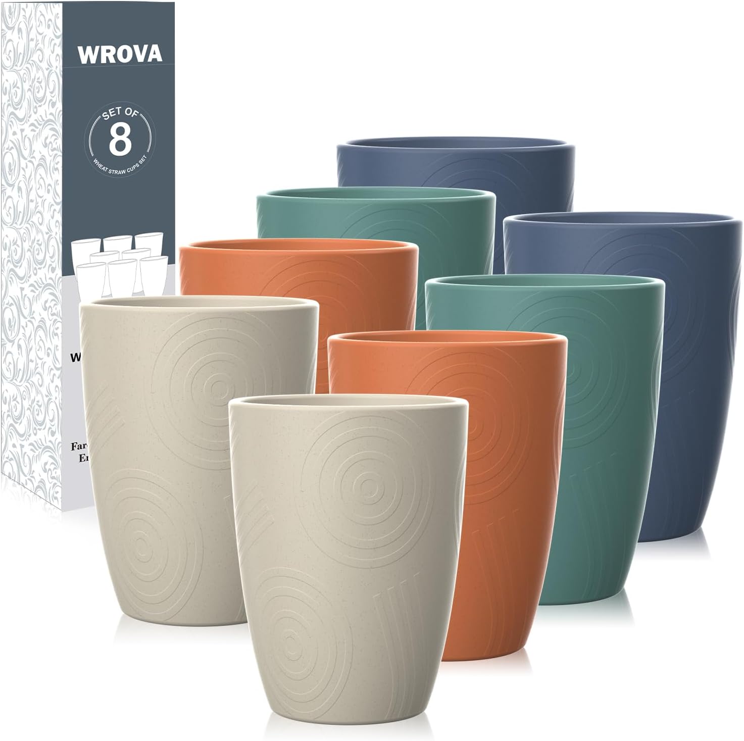 Wheat Straw Cups 8 PCS Good Alternative to Plastic Reusable Cups 12 oz