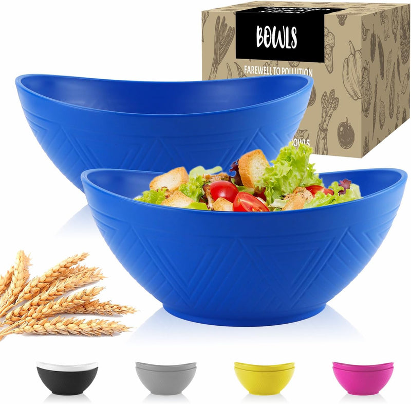 Big Wheat Straw Bowls,Large Salad Bowls Set of 2