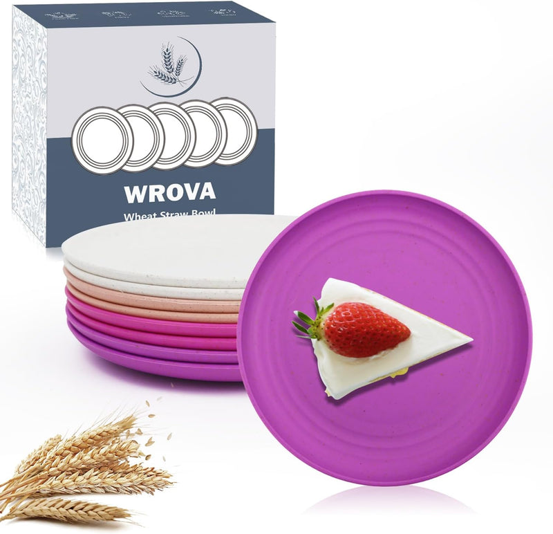 Handy Appetizer Plates Set of 8 - Small Wheat Straw Dessert Plates 6 Inch