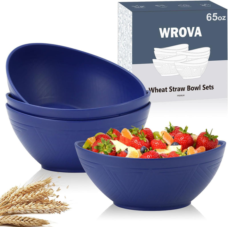65 oz Large Salad Bowls Ivory - Wheat Straw Salad bowls Set of 4