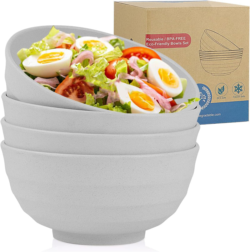 Wheat Straw Bowls Set 60 OZ Unbreakable Large Cereal Bowls Set of 6