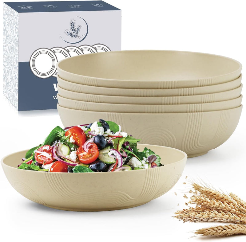 10 inch Wheat Straw Salad Bowls Set of 6