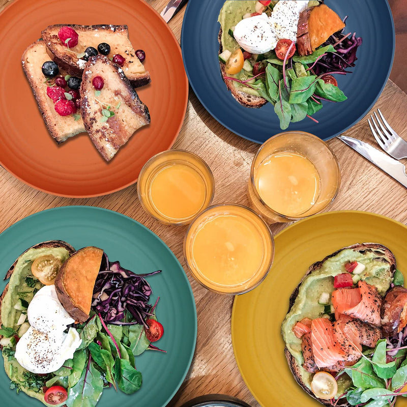Wheat Straw Plates - 10 Inch Unbreakable Dinner Plates Set of 8