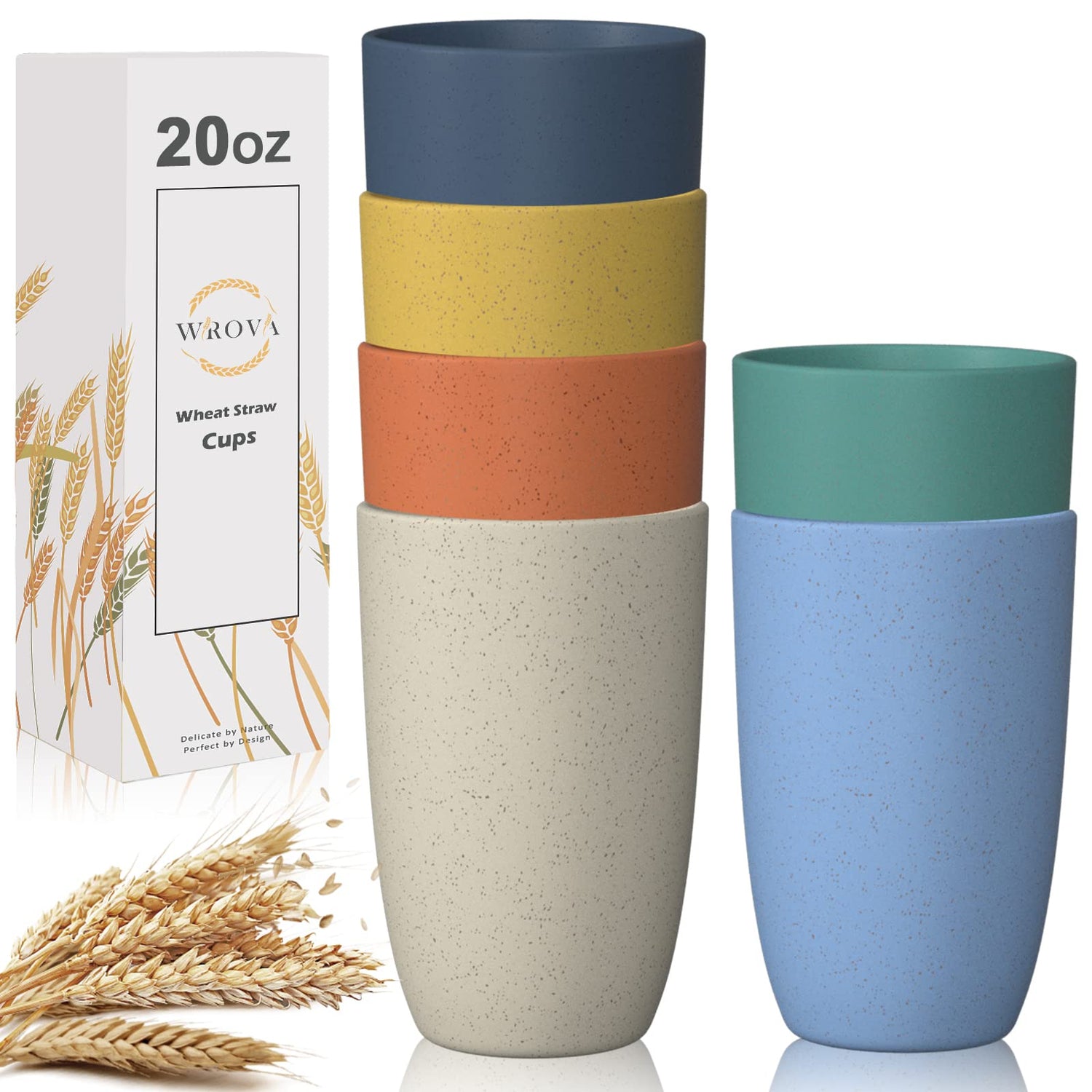 Wheat Straw Cups 6 PCS Good Alternative to Plastic Reusable Cups 20 oz