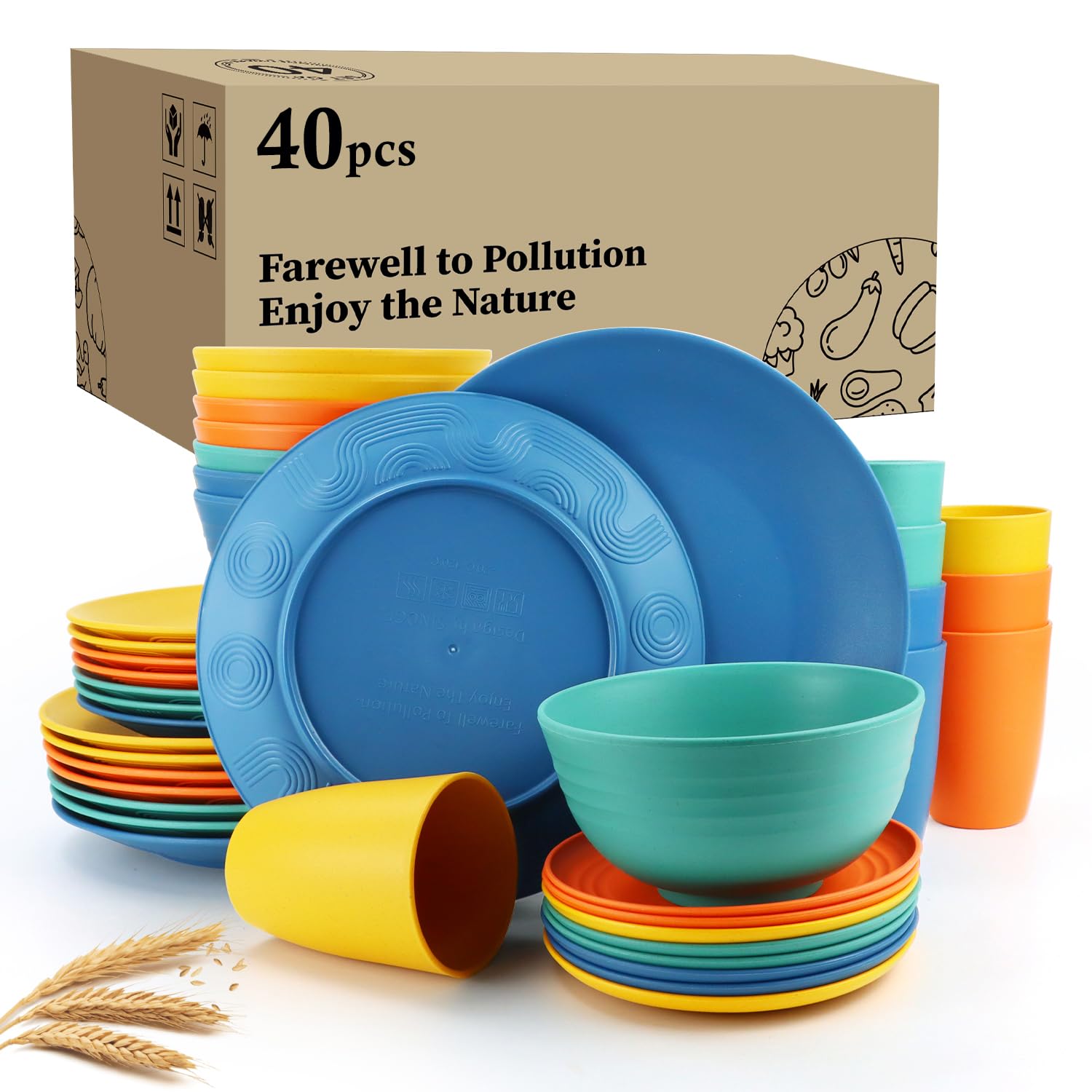 40 Pack plates and bowls sets for kids
