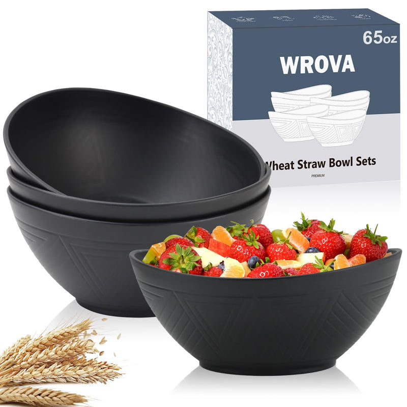 65 oz Large Salad Bowls Ivory - Wheat Straw Salad bowls Set of 4