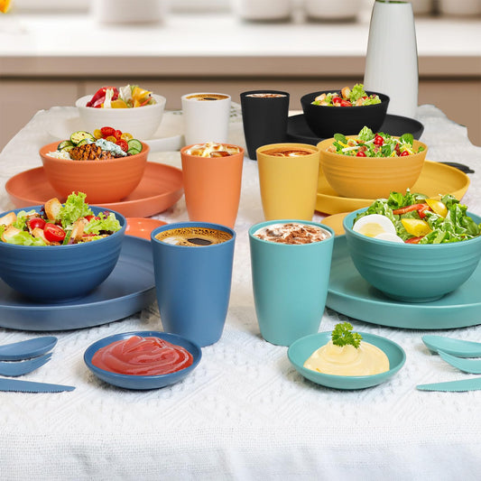 Unbreakable wheat straw dinnerware sets of 28