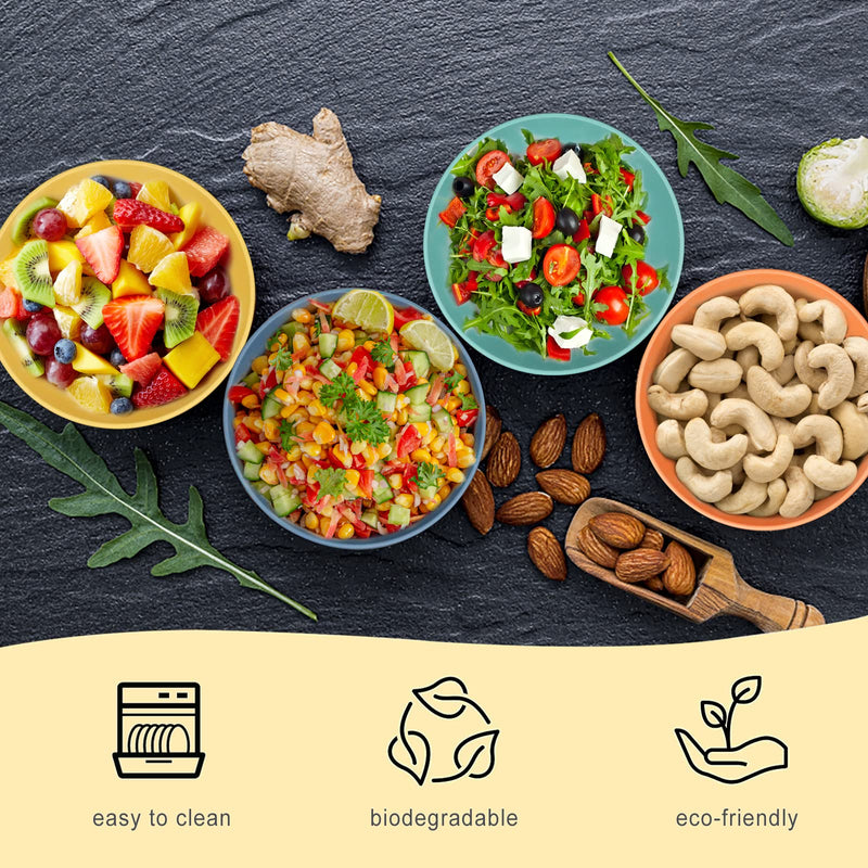 Wheat Straw Bowl Sets,8 PCS Unbreakable Cereal Bowl 26 OZ