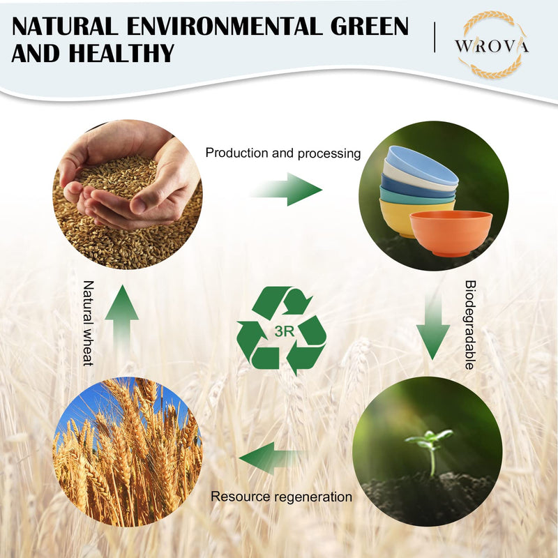 Wheat Straw Bowls Set 60 OZ Unbreakable Large Cereal Bowls Set of 6