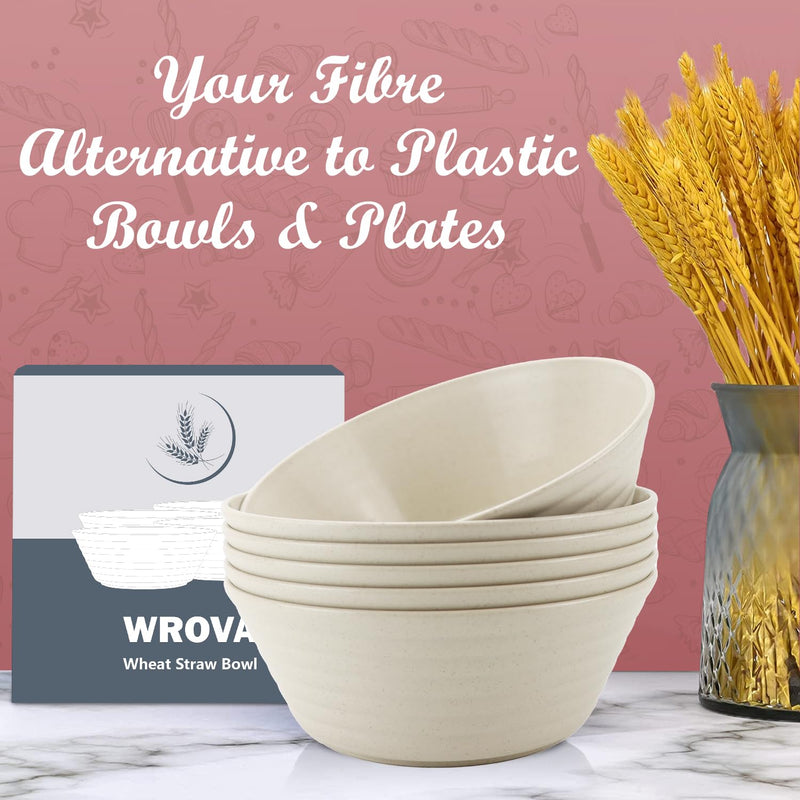 Wheat Straw Bowl Sets,6 PCS Unbreakable Cereal Bowl 50 OZ