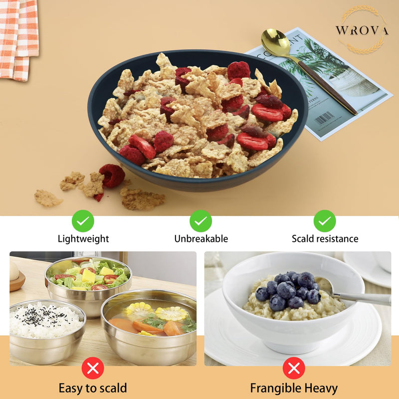 65 oz Large Salad Bowls Ivory - Wheat Straw Salad bowls Set of 4