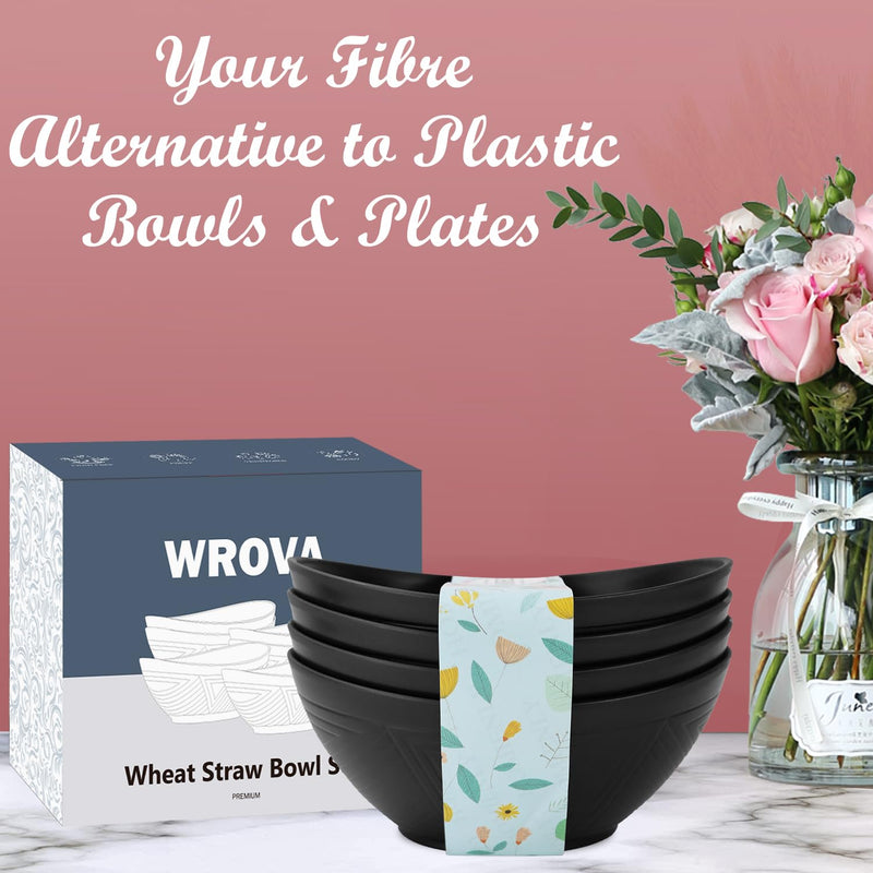 65 oz Large Salad Bowls Ivory - Wheat Straw Salad bowls Set of 4