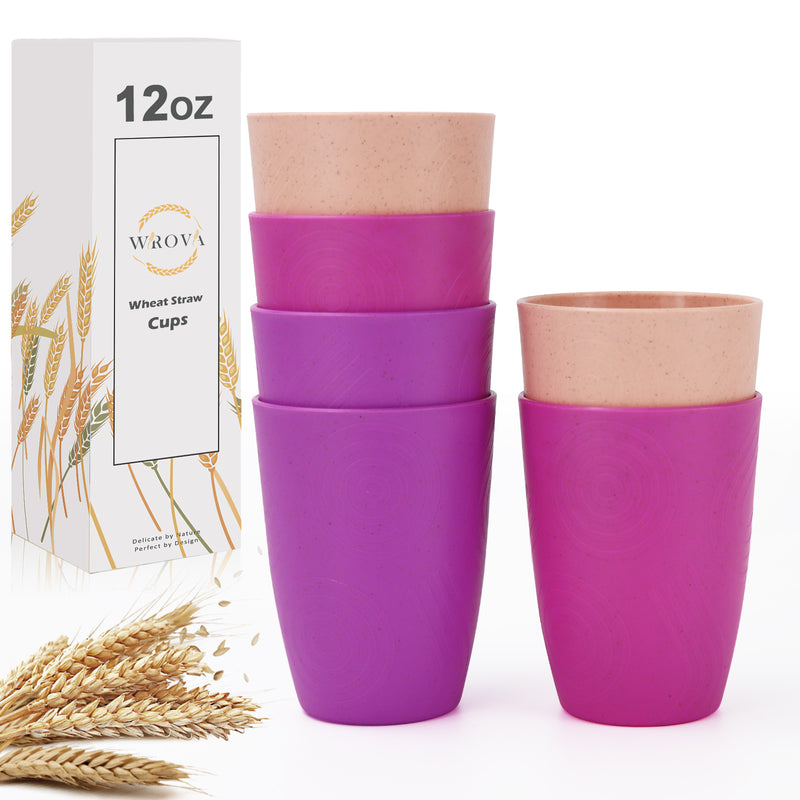 Wheat Straw Cups 6 PCS Good Alternative to Plastic Reusable Cups 12 oz