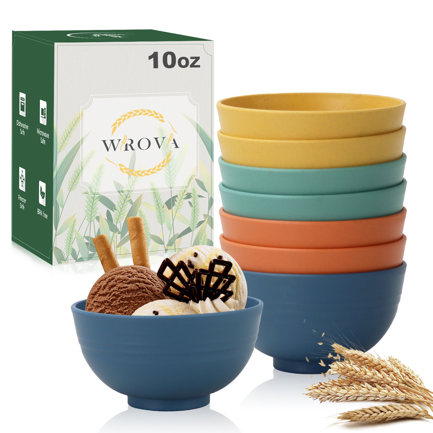 wheat straw dessert bowls 10oz set of 8