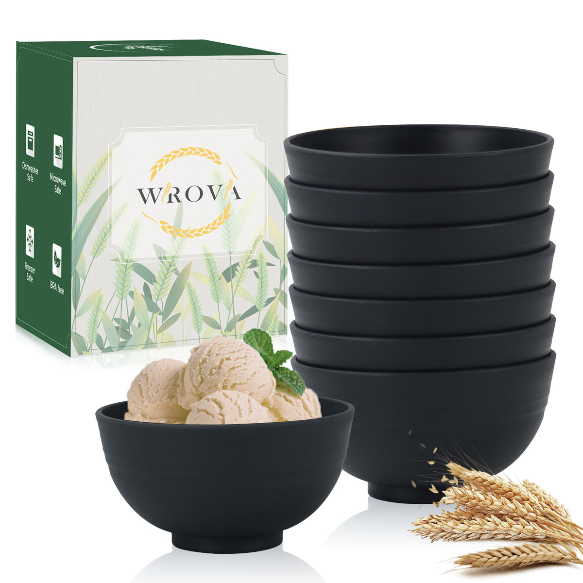 wheat straw dessert bowls 10oz set of 8