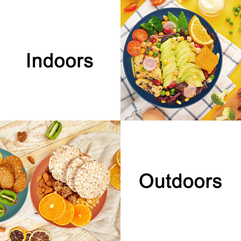 Large Wheat Straw Dinner Plates - 11 Inch Unbreakable Big Set of 8