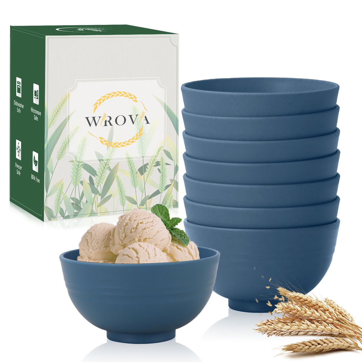 wheat straw dessert bowls 10oz set of 8