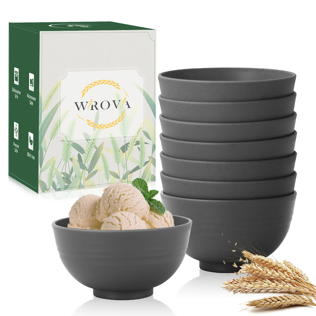 wheat straw dessert bowls 10oz set of 8