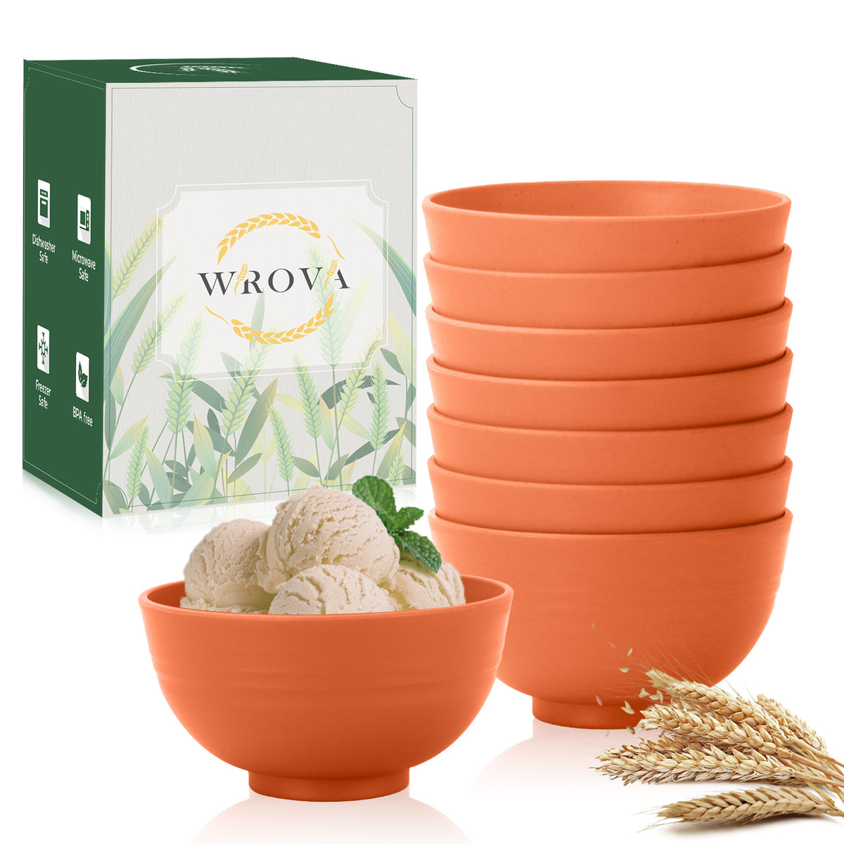 wheat straw dessert bowls 10oz set of 8