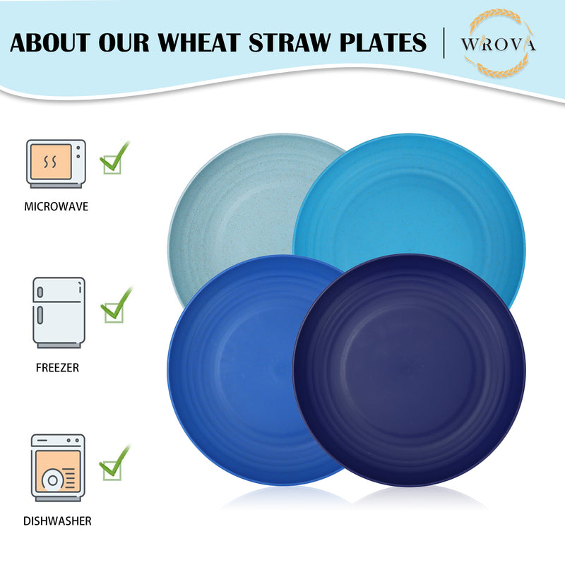 Wheat Straw Plates - 8 Inch Unbreakable Dinner Set of 8
