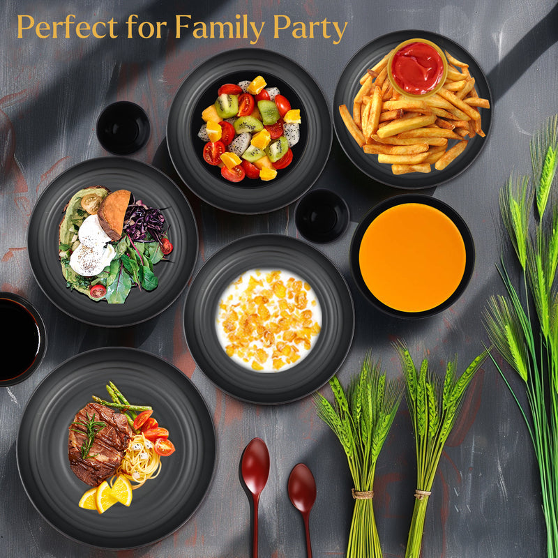 Wheat straw plates and bowls sets of 16