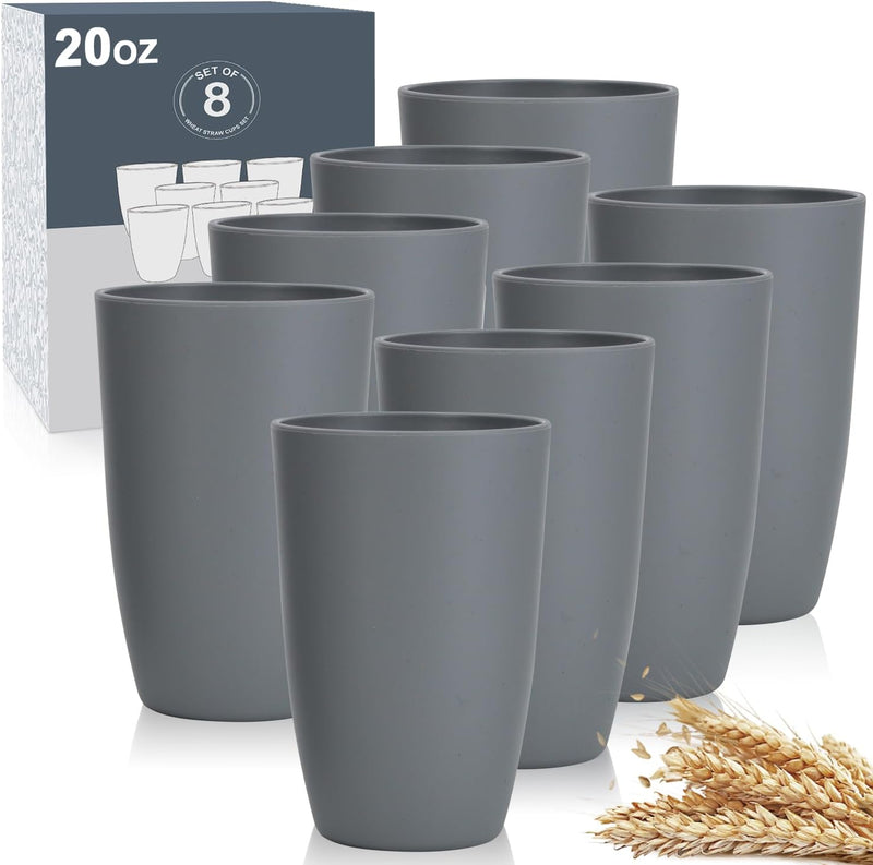 Wheat Straw Cups 8 PCS Good Alternative to Plastic Reusable Cups 20 oz