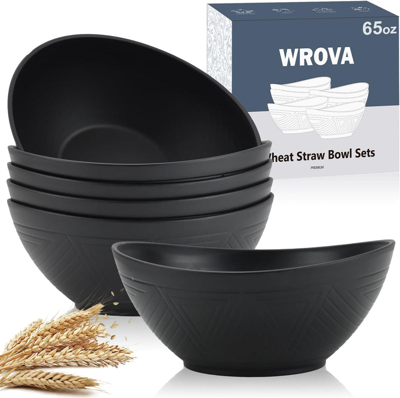 65 oz Big Salad Bowls - Large Wheat Straw Bowls set of 6