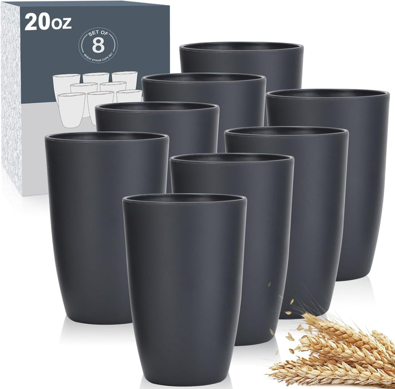 Wheat Straw Cups 8 PCS Good Alternative to Plastic Reusable Cups 20 oz