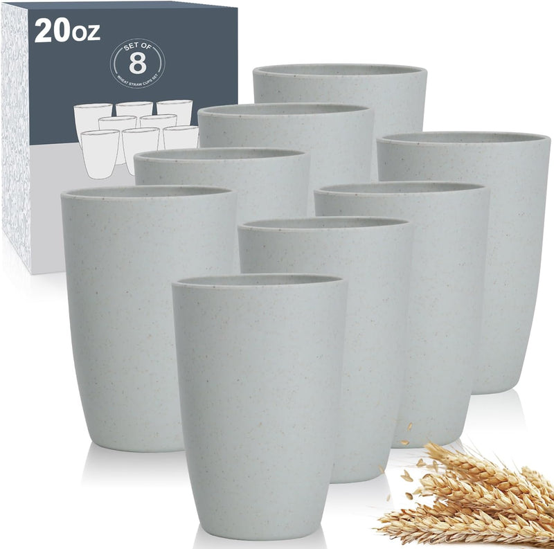 Wheat Straw Cups 8 PCS Good Alternative to Plastic Reusable Cups 20 oz
