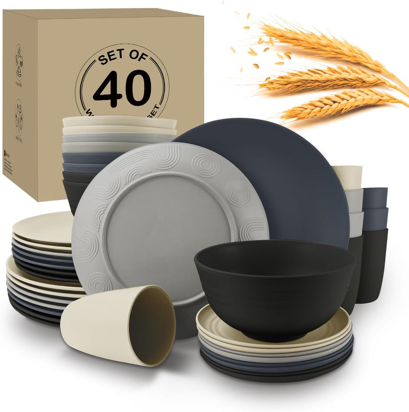 40 Pack plates and bowls sets for kids