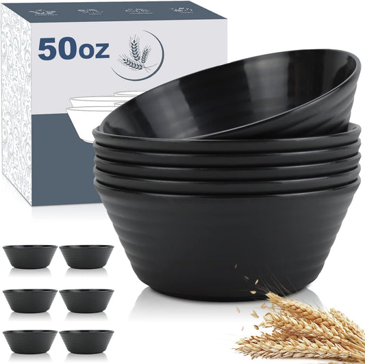 Wheat Straw Bowl Sets,6 PCS Unbreakable Cereal Bowl 50 OZ