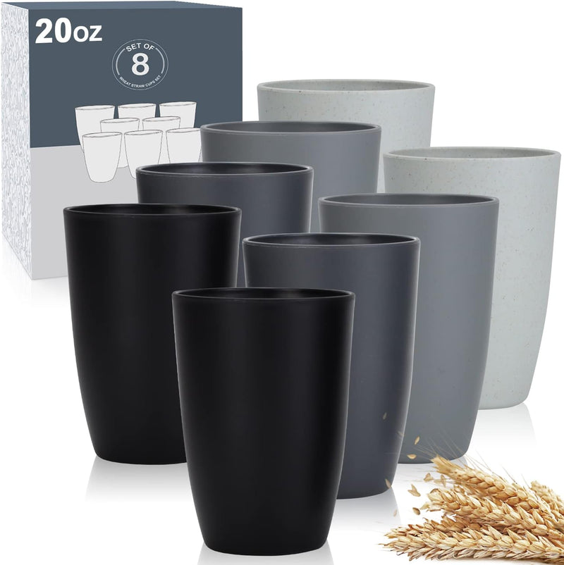 Wheat Straw Cups 8 PCS Good Alternative to Plastic Reusable Cups 20 oz