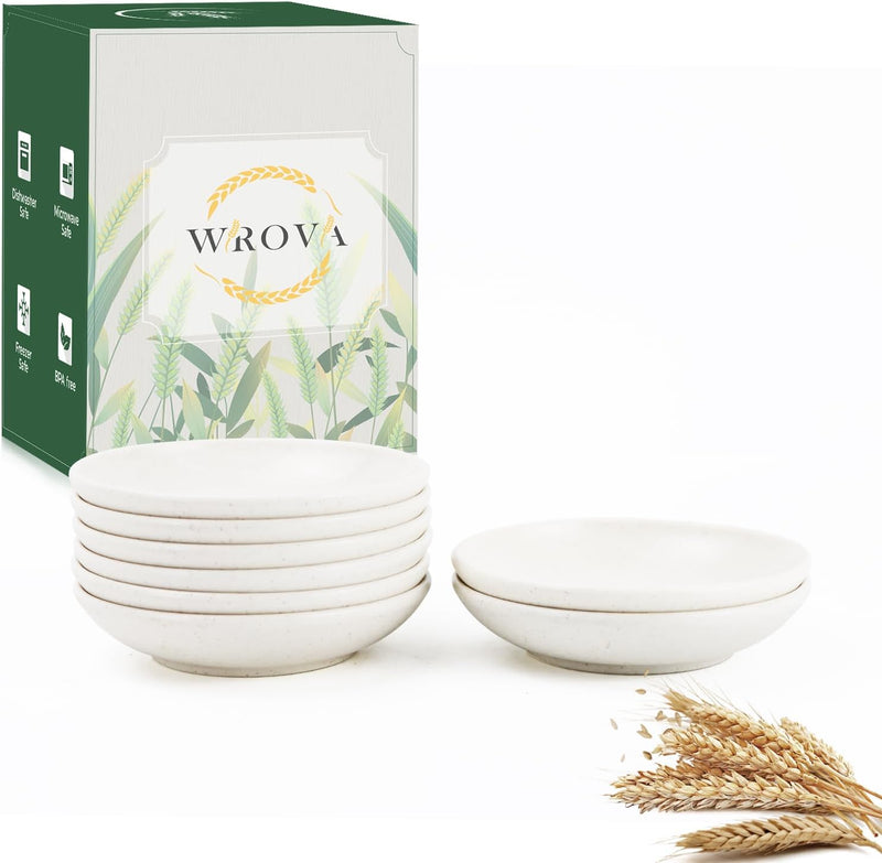 soy sauce dish 4 inch set of 8, small wheat straw plates 1.5oz