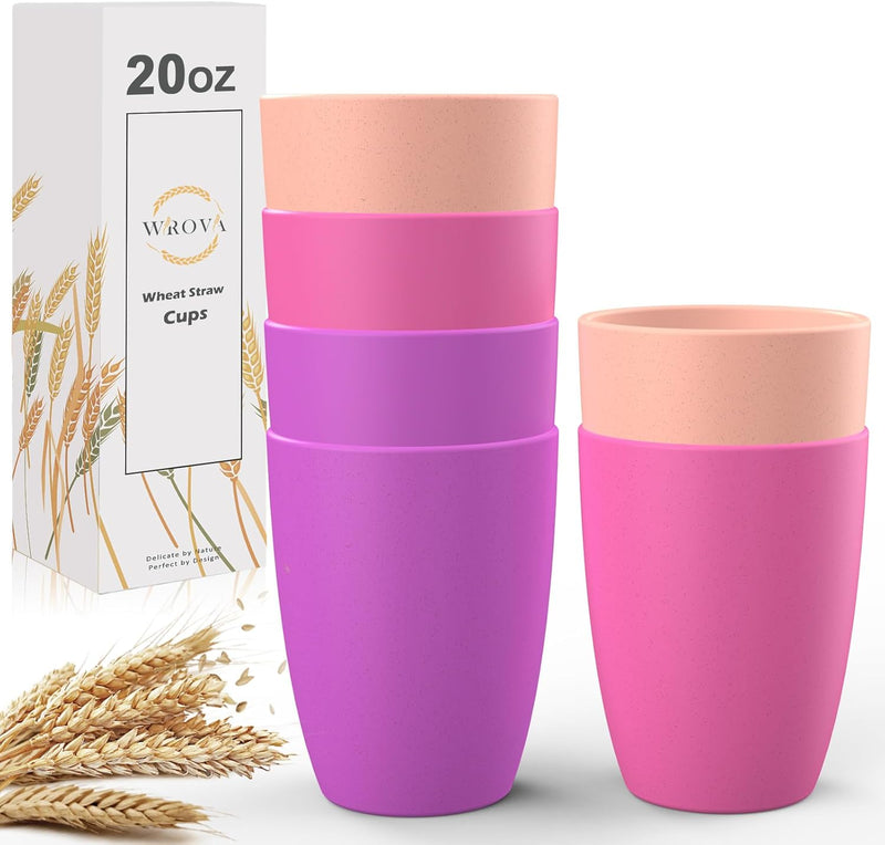 Wheat Straw Cups 6 PCS Good Alternative to Plastic Reusable Cups 20 oz