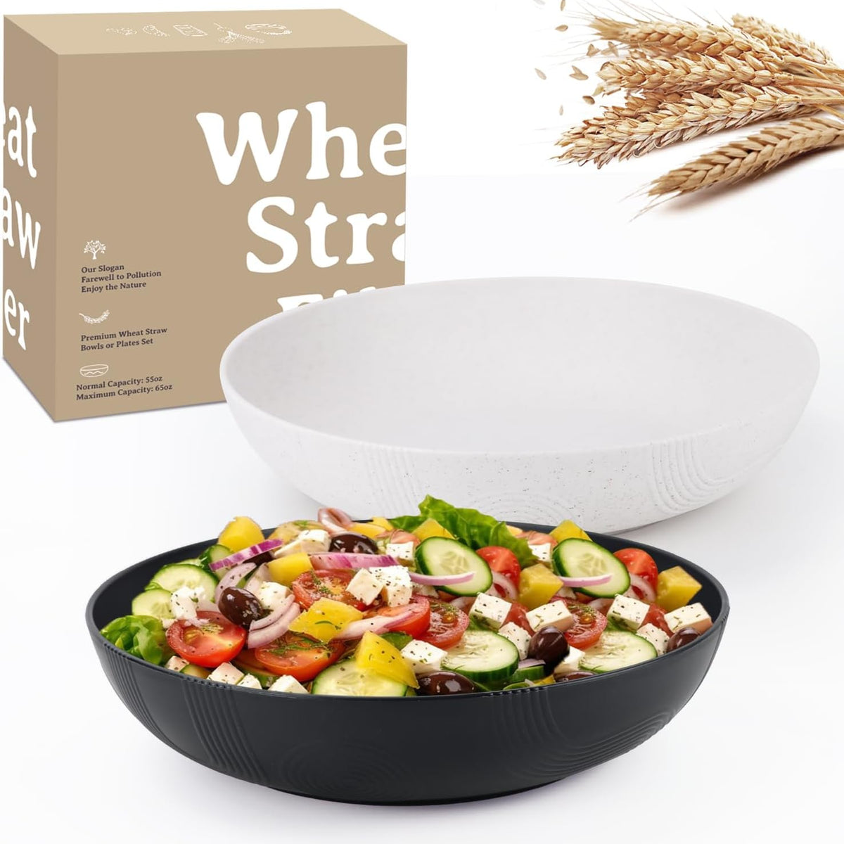 Large salad bowls,65 oz Salad bowls set of 2
