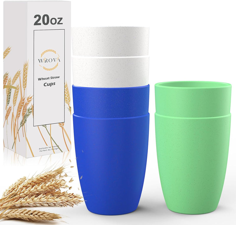 Wheat Straw Cups 6 PCS Good Alternative to Plastic Reusable Cups 20 oz