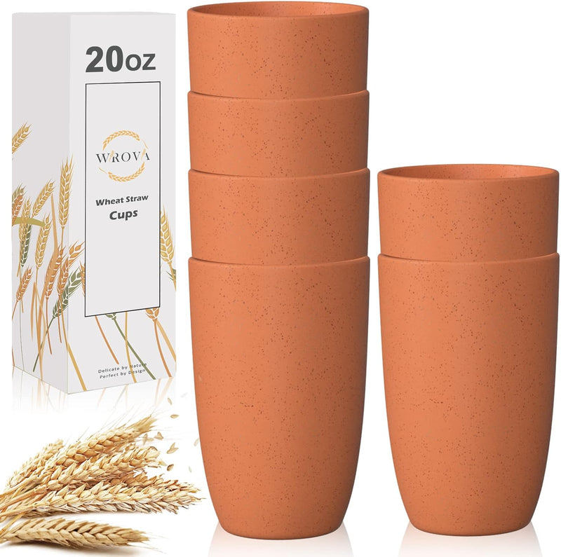 Wheat Straw Cups 6 PCS Good Alternative to Plastic Reusable Cups 20 oz