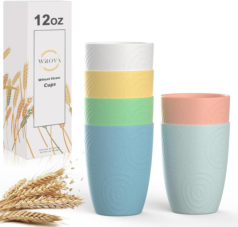 Wheat Straw Cups 6 PCS Good Alternative to Plastic Reusable Cups 12 oz