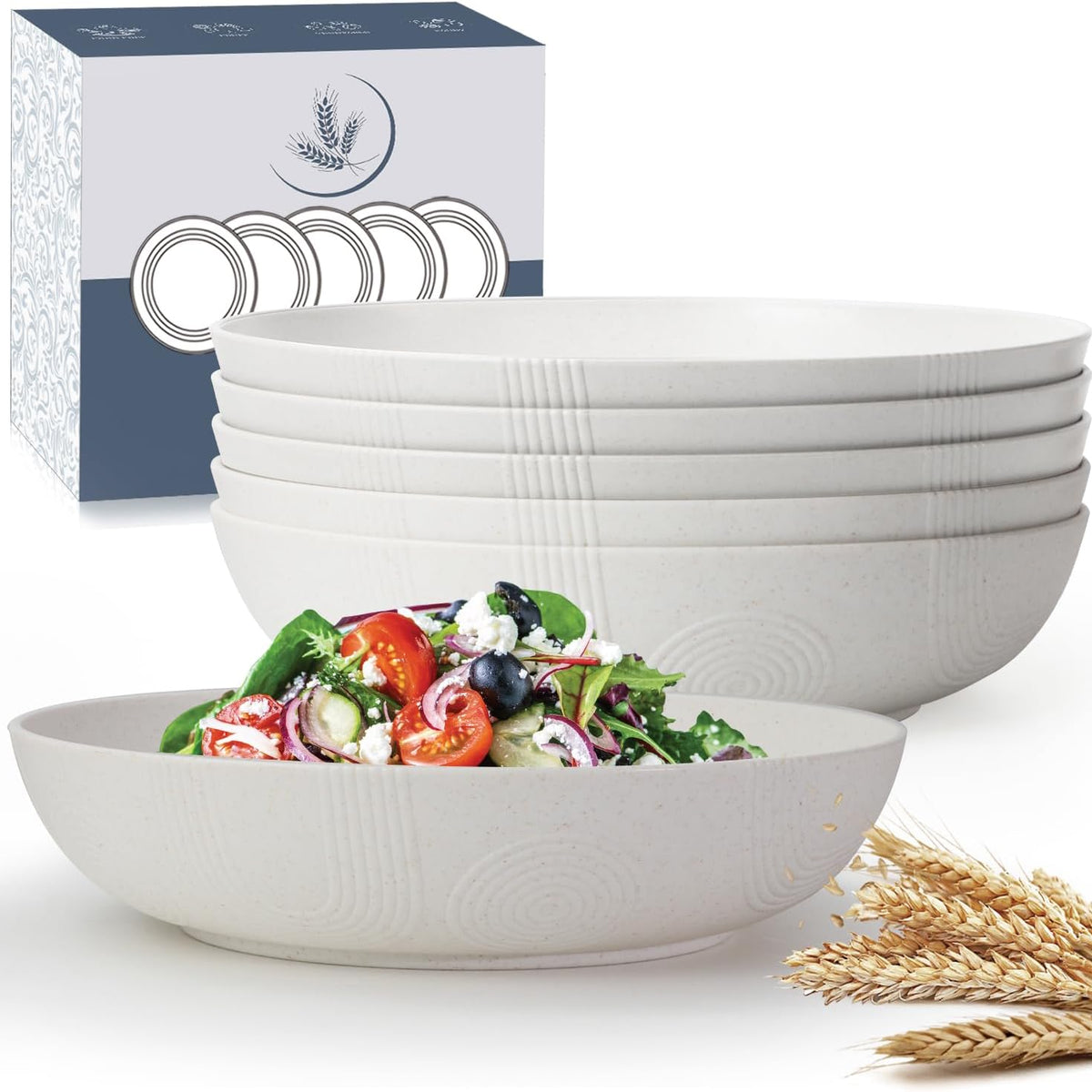 10 inch Wheat Straw Salad Bowls Set of 6