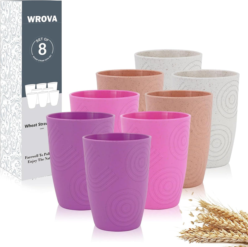 Wheat Straw Cups 8 PCS Good Alternative to Plastic Reusable Cups 12 oz