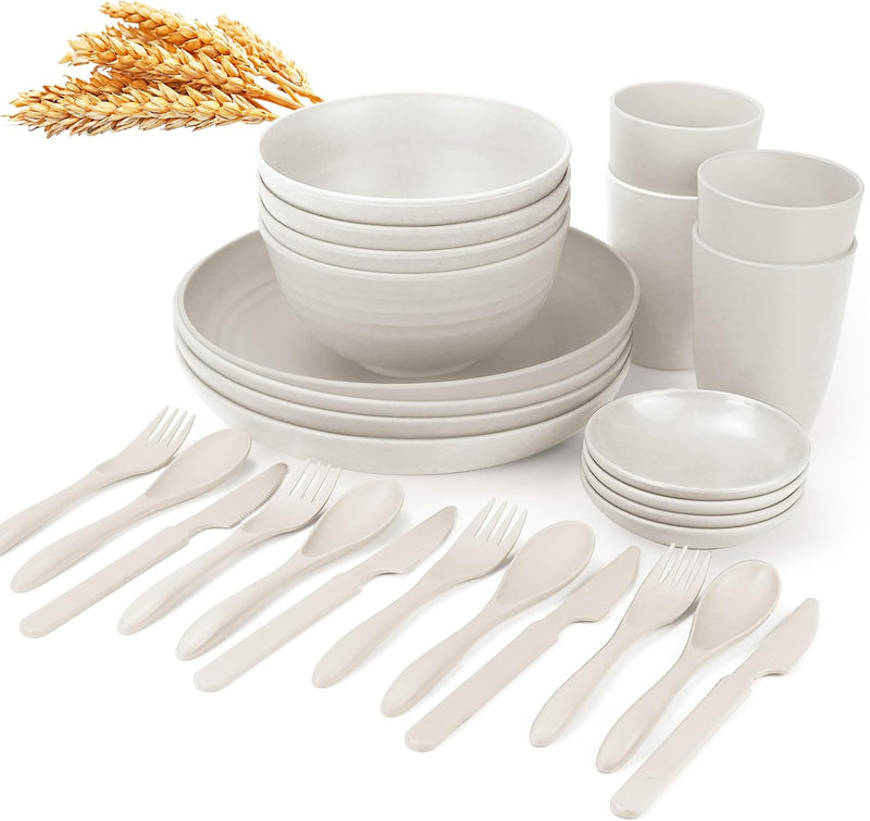 Unbreakable wheat straw dinnerware sets of 28