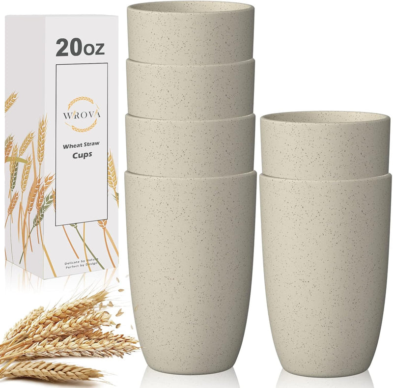 Wheat Straw Cups 6 PCS Good Alternative to Plastic Reusable Cups 20 oz
