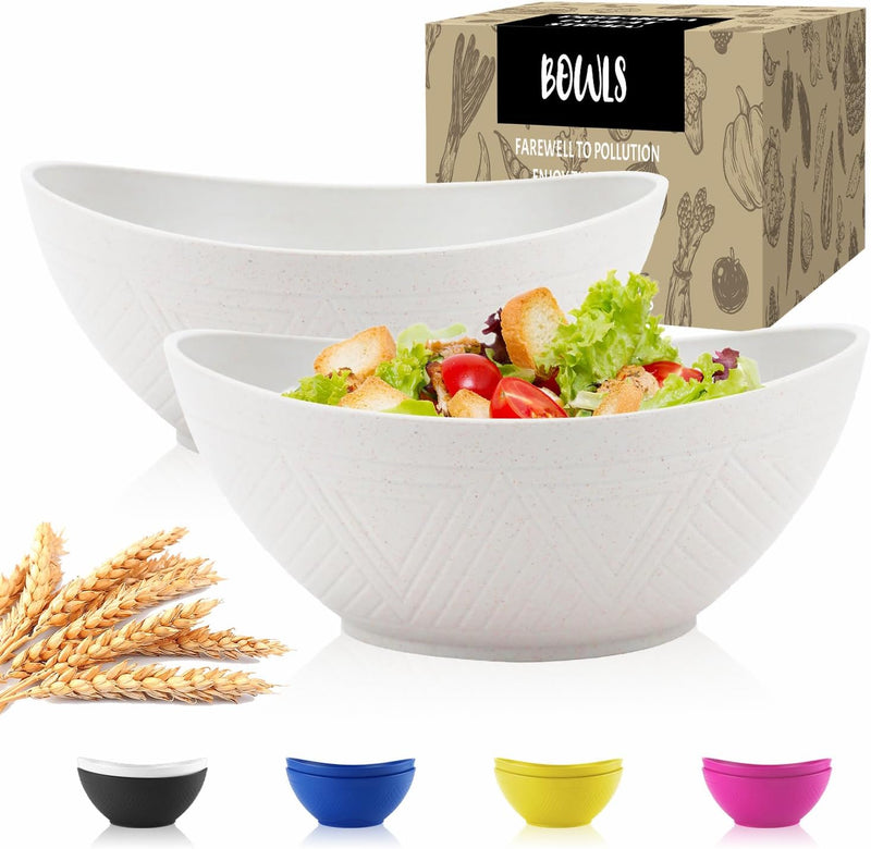 Big Wheat Straw Bowls,Large Salad Bowls Set of 2