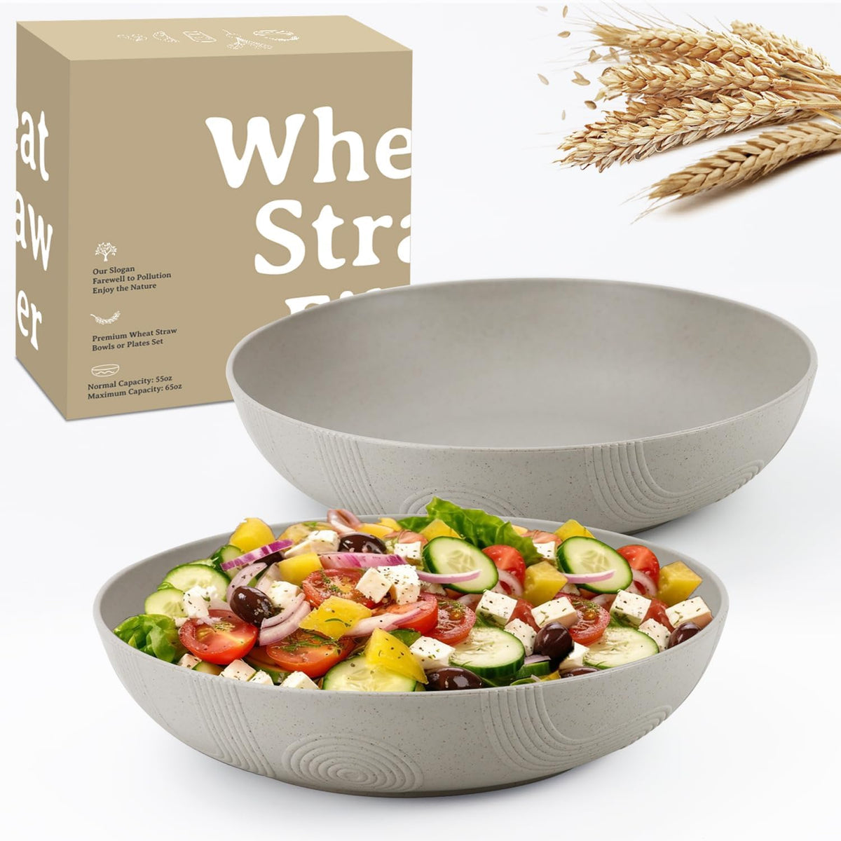 Large salad bowls,65 oz Salad bowls set of 2