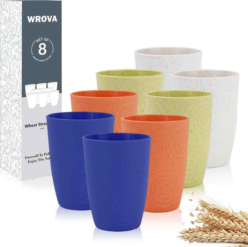 Wheat Straw Cups 8 PCS Good Alternative to Plastic Reusable Cups 12 oz