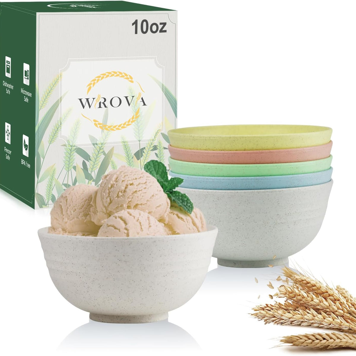 wheat straw dessert bowls 10oz set of 8