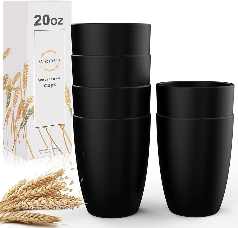 Wheat Straw Cups 6 PCS Good Alternative to Plastic Reusable Cups 20 oz