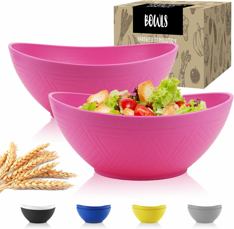 Big Wheat Straw Bowls,Large Salad Bowls Set of 2