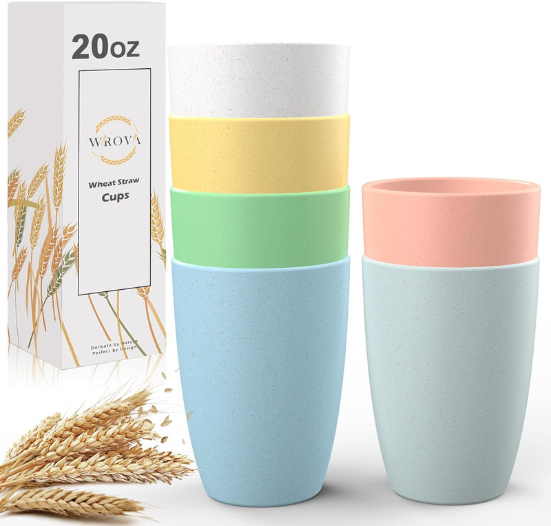 Wheat Straw Cups 6 PCS Good Alternative to Plastic Reusable Cups 20 oz